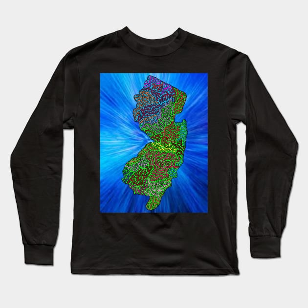 New Jersey - Pop Art Style with Vector Background Long Sleeve T-Shirt by NightserFineArts